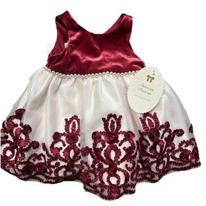 NWT Baby Girl American Princess Formal Red White Dress Size 6-9 Months
